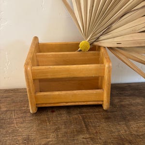 Vintage light wood desk organizer