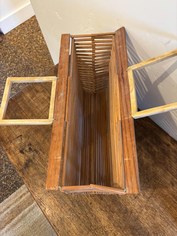 Vintage rectangular basket bag - Collapsable - image 6