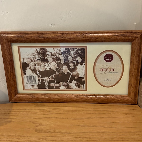 Vintage eikenhouten Multi Picture Team fotomuur hangend fotolijstje 12 x 6