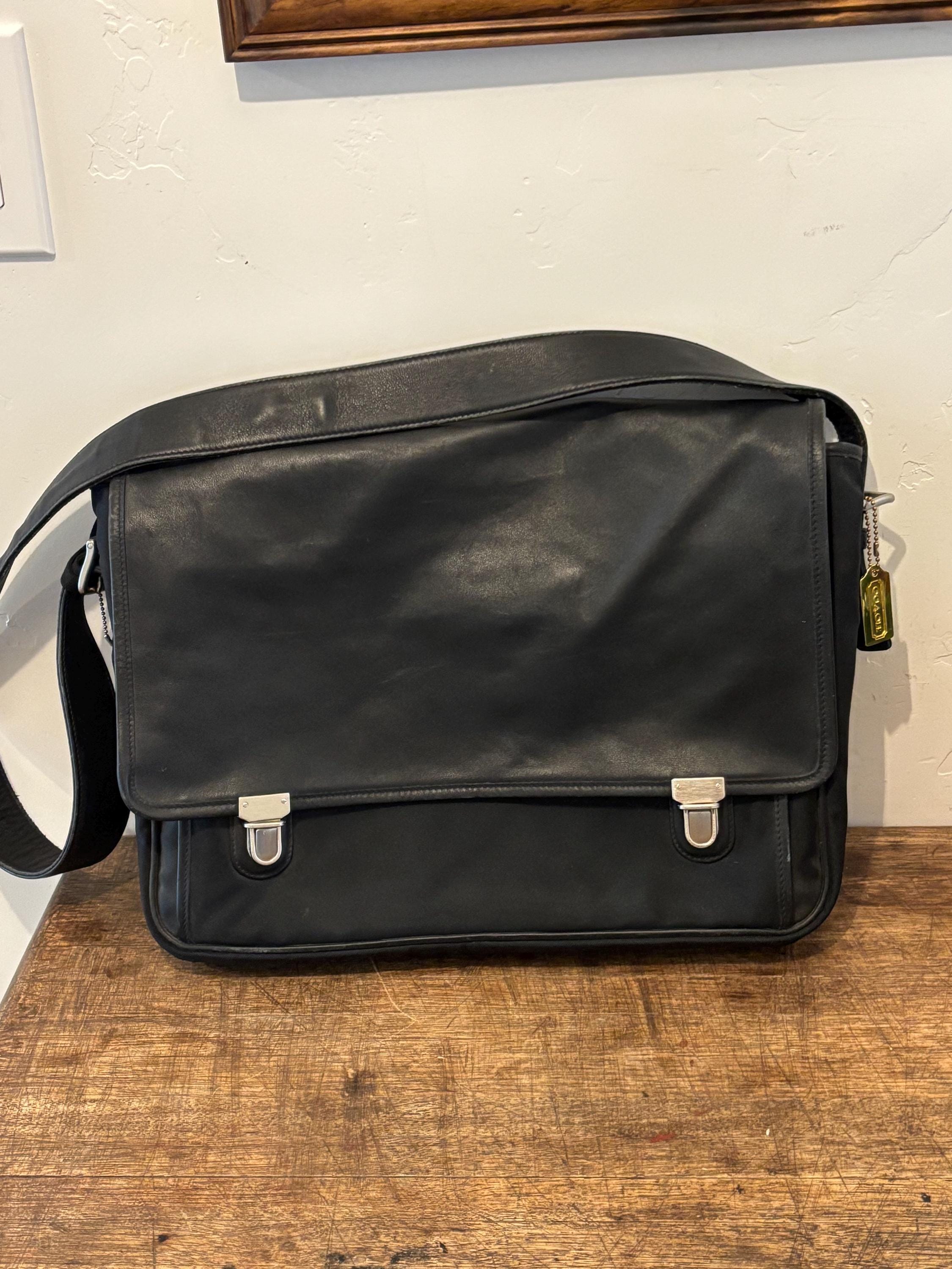 Vintage Coach Black Leather and Nylon Satchel - Etsy