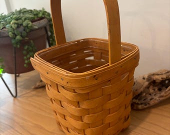 Vintage Square Longaberger Woven Handled Basket With Liner - Etsy
