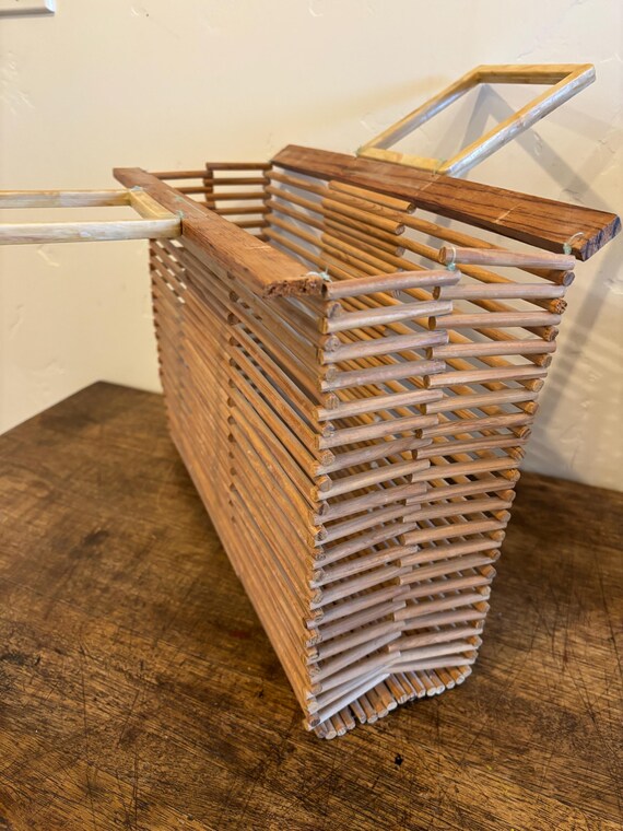 Vintage rectangular basket bag - Collapsable - image 5