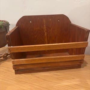 Vintage rustic handmade wood mail envelope desk organizer