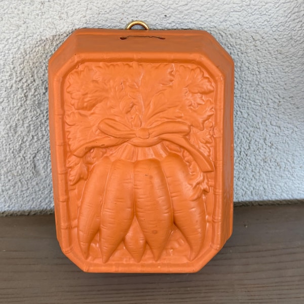 Vintage terra cotta clay carrot mold wall hanging