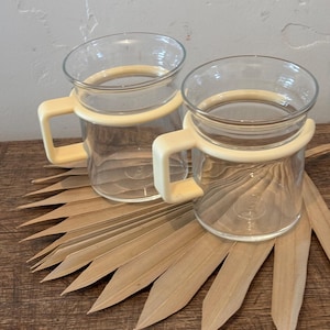 Vintage Bodum espresso / tea glasses plastic handle - set of 2