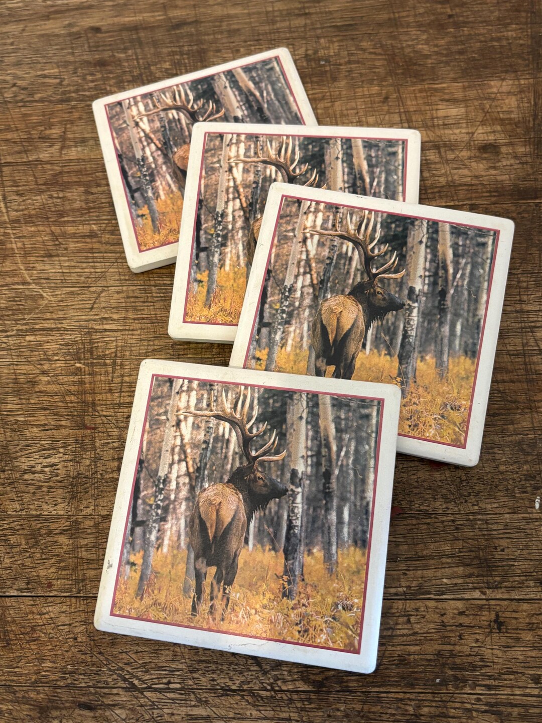 Bull Elk Tile Coaster Tiles (4) - Etsy