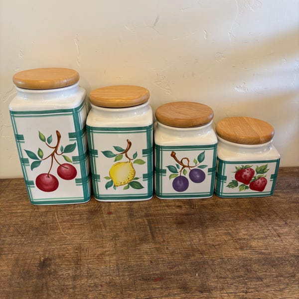 Lillian Vernon Fruit Canister set of 4. *message for accurate shipping quote*