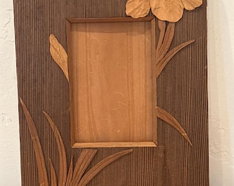 Vintage Wood carved Floral 3x4 wall hanging Picture Frame