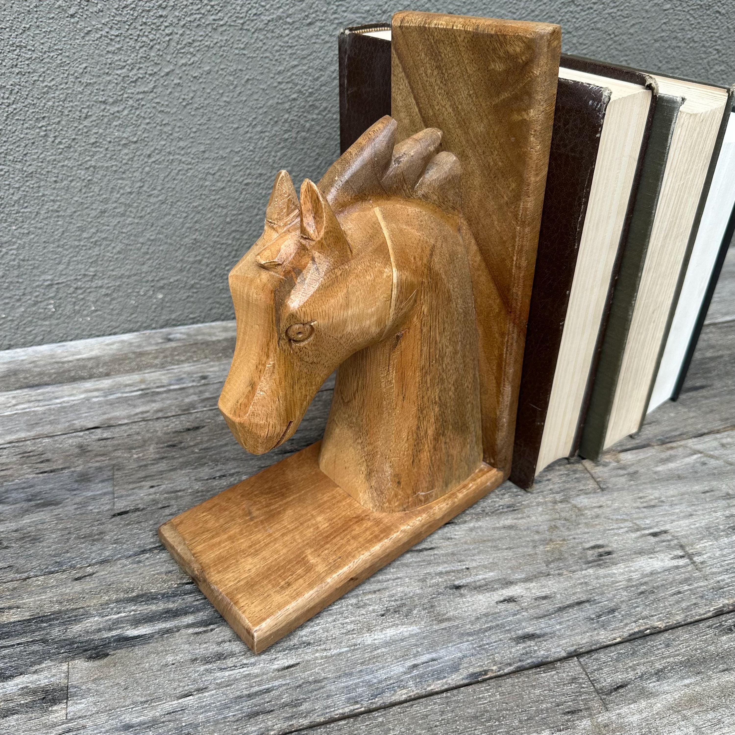 Carved Horse Head Bookend - Etsy