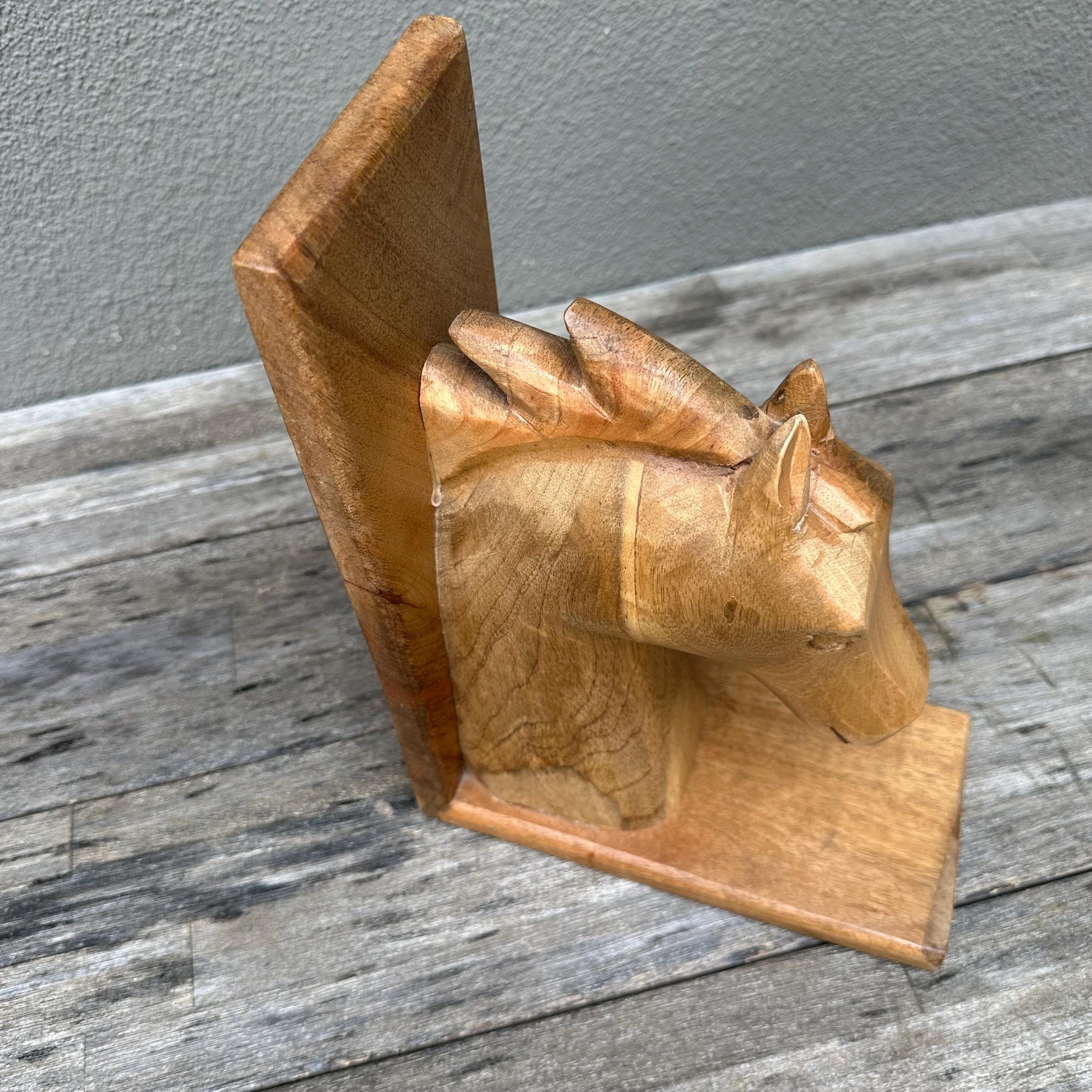 Carved Horse Head Bookend - Etsy