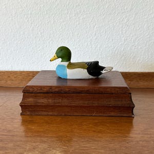 Vintage Holz Klappkartenbox Stockente Ente Decoy
