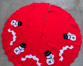 Snowman felt Christmas Tree Skirt