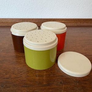 Vintage Tupperware Stackable Spice Container Tower - Set of 3 - Harvest Colors