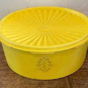 Vintage Tupperware SERVALIER Yellow Gold Container with lid