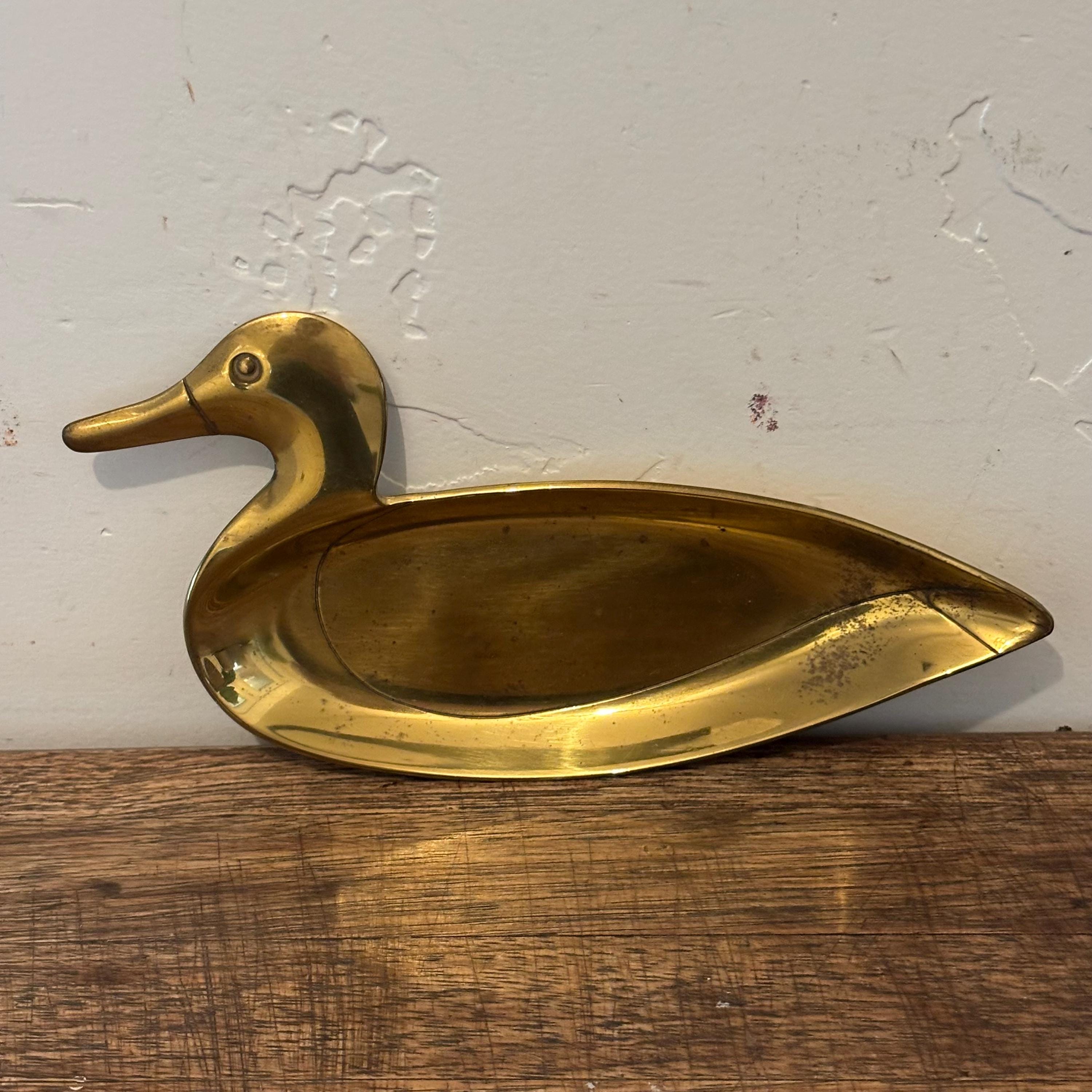 Vintage brass Mallard duck trinket dish