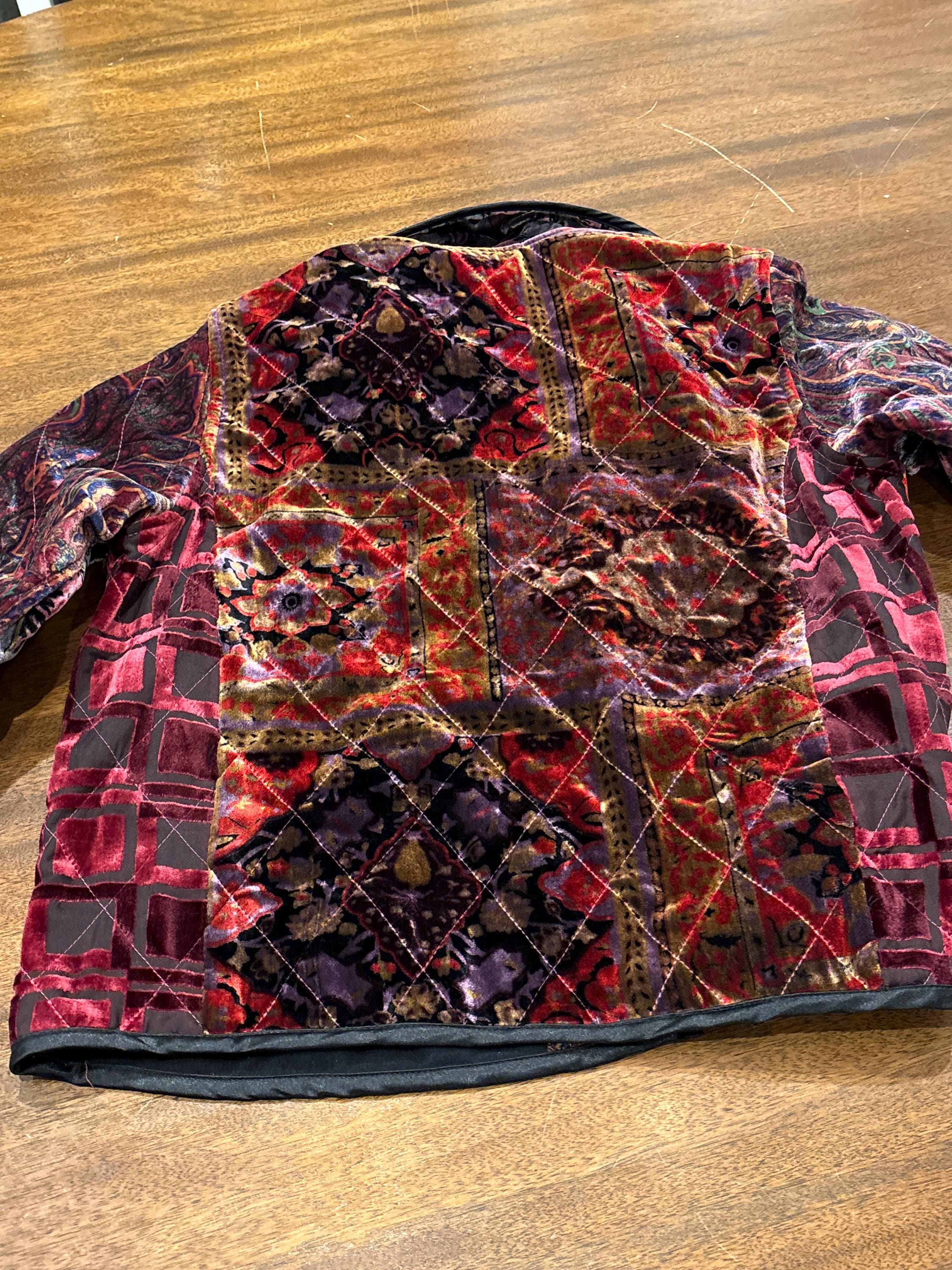 Coldwater Creek Boho Plush Velvet Devore Quilted Jacket, Petite