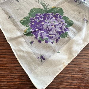 Vintage Purple Violets Handkerchief