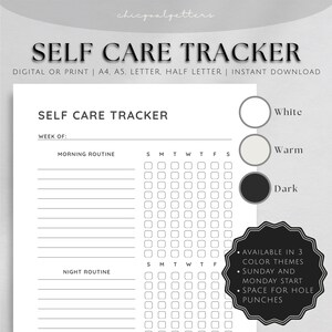Tri-Color Daily Self Care Tracker | Printable Self Care Tracker | Digital Self Care Tracker | Self Care Tracker Template | Self Care Journal