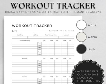 Bracelet d'entraînement tricolore | Suivi d'entraînement imprimable | Moniteur d'entraînement numérique | Suivi de santé | Bracelet d'activité physique | Moniteur d'exercice | 2025