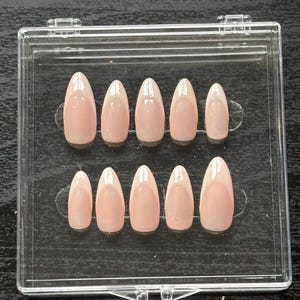 Blush Ombre French Tip Press-On Nails: Reusable Almond Nail Set