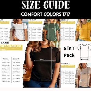 Comfort Colors 1717 Größentabelle, Frauen Größentabelle Lifestyle Weiß, Oversized-Shirt Maße, Komfortfarben Mockups, Sizing T-Shirt Guide