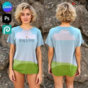 Shirt Mockup CANVA Bella Canvas 3001, Front and Back Template, Bella Canvas 3001 PSD + Canva Template Drag and Drop, Customizable T shirt