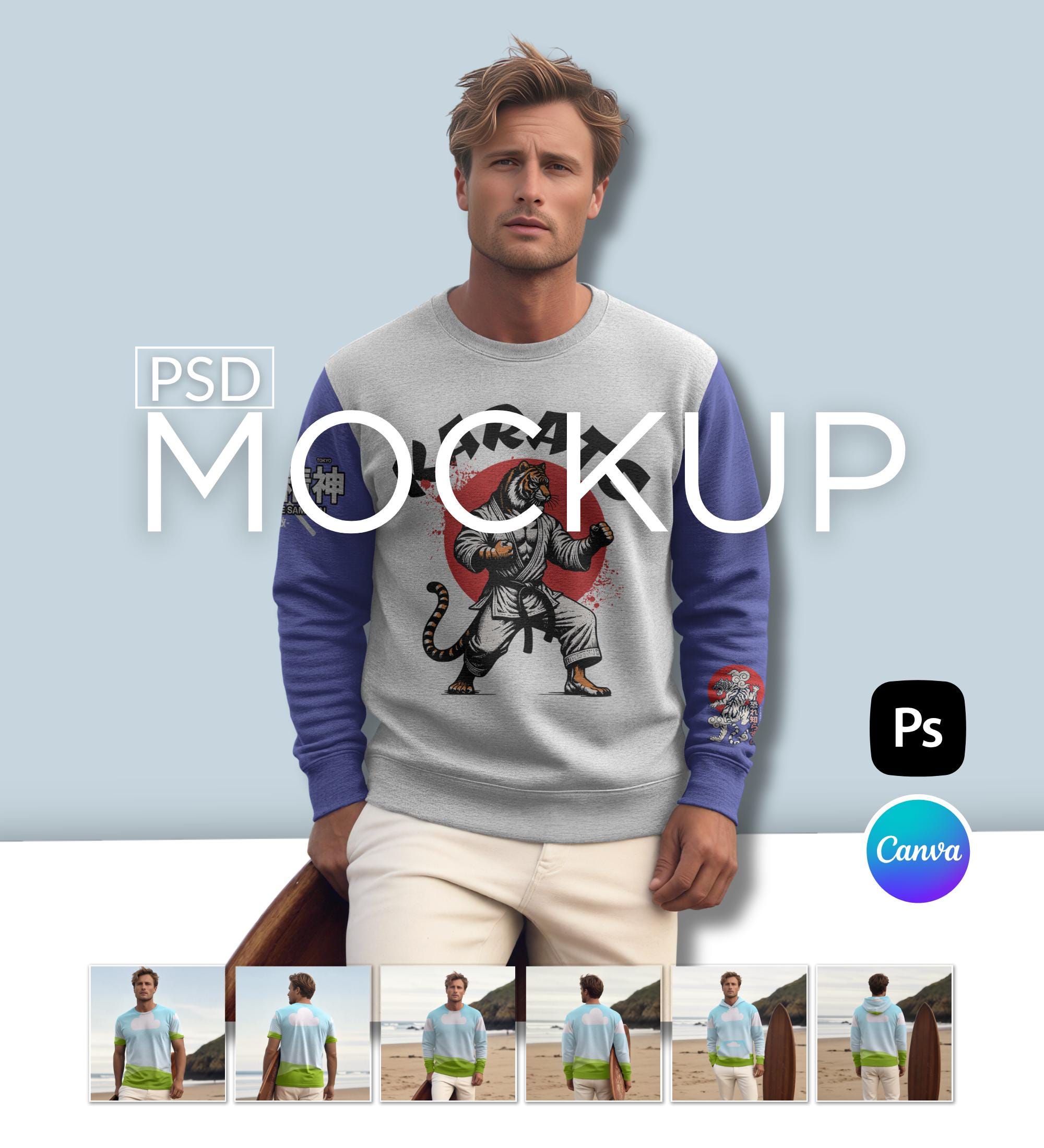 Front Back Mock Apparel Mockup Bundle, T-shirt, Hoodie, Sweater (PSD & AOP) Front ...