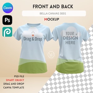 Customizable T shirt Mockup, Bella Canvas Template with Editable Background, Photoshop Smart Object PSD, Canva Template, Easy Drag and Drop