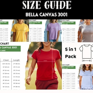 Size Chart Bella Canvas 3001, Women Size Chart Lifestyle White, Size Chart Mockup, 3001 Size Guide, T-shirt Size Chart for Bella Canva 3001
