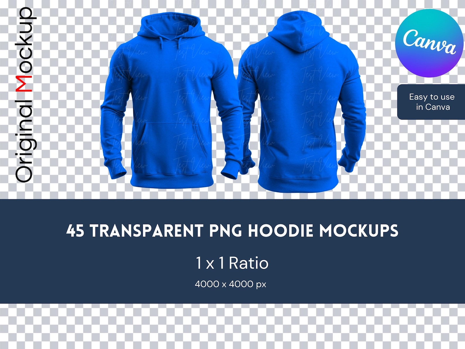 Front Back Mock Front and Back Gildan 18500 Hooded Mock-up, PNG Mockup Bundle 45 Colors ...