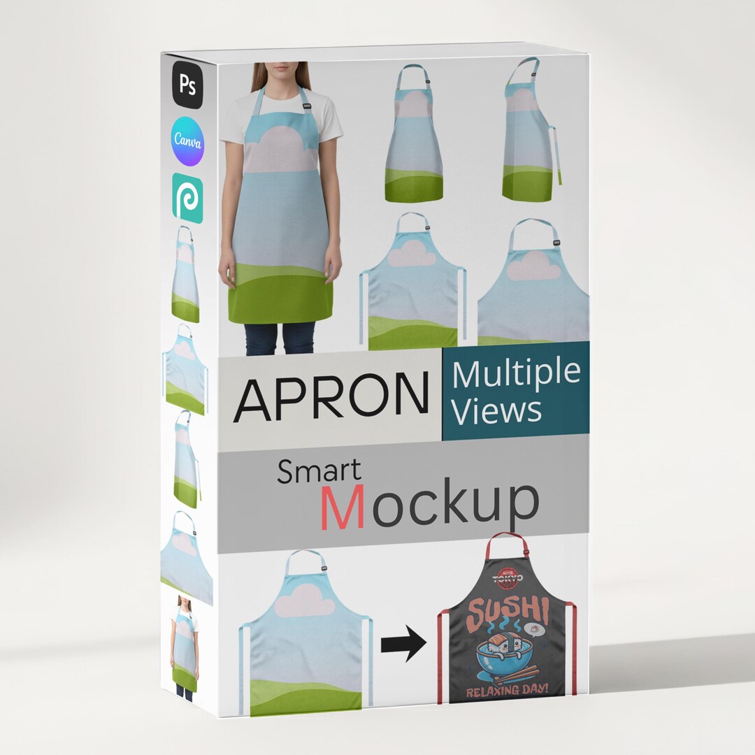 Apron Mockup Bundle Frame for Canva and PSD for Photoshop, Custom Apron ...