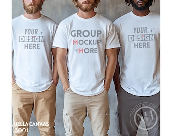 Bella Canvas 3001 T-Shirt Group Mockup, BC 3001, Tshirt Mockup Bundle, T-Shirt Group Mockup, T-Shirt Mockup Modern Tee, White Bella Mock