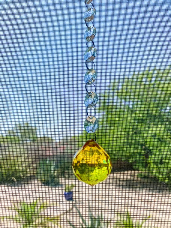 Suncatchers Glass Art Metal S Hook Blue 30mm Crystal Ball with Clear