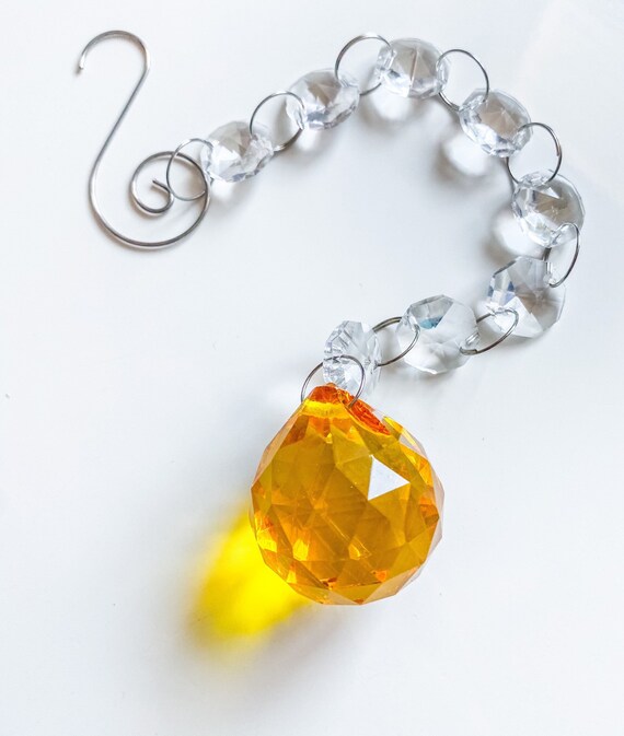 Suncatchers Glass Art Metal S Hook Blue 30mm Crystal Ball with Clear