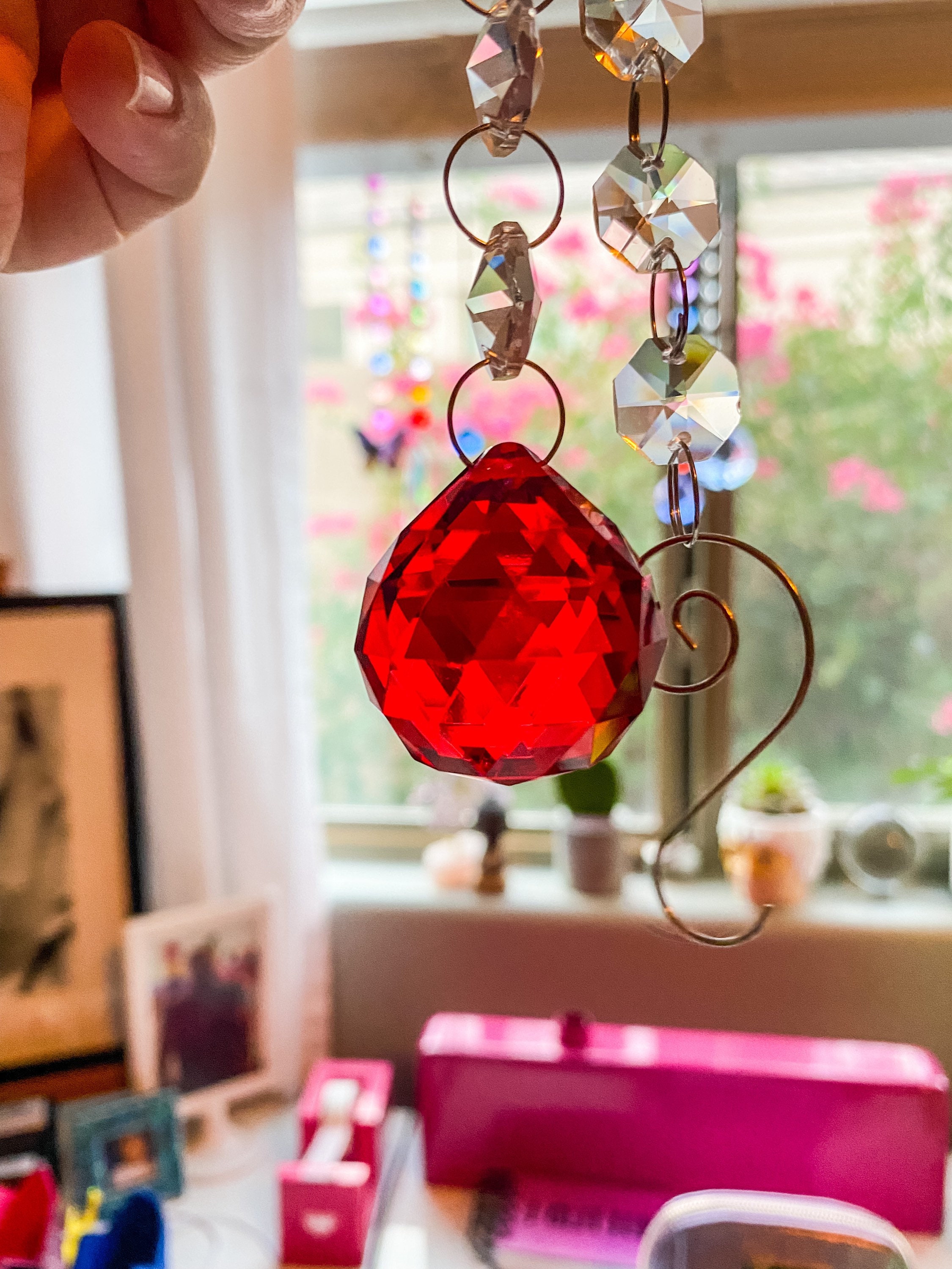 Suncatchers Glass Art Metal S Hook Blue 30mm Crystal Ball with Clear