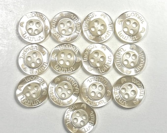 Woman Within Set of 13 White Buttons 7/16" (11.5 mm)