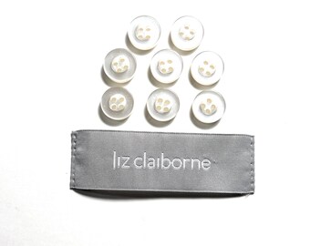 Set of 8 Liz Clairborne Buttons White 4-holes