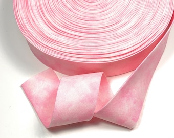 Quilt Binding Pink Marble 1.25&quot; Wide Cotton Bias Single Center Fold 6 Yards (216&quot;) Pre-made, In Stock & Ready to Ship