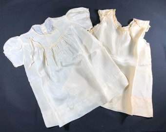 Antique Silk Smocked Dress and Slip Christening Baptism Dedication Infant Baby