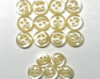 Shirt Buttons 17 Glossy Cream Buttons 4-Hole 2 Sizes