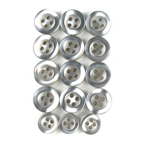 Shirt Buttons Set of 14 Light Gray 4 Hole Upcycled