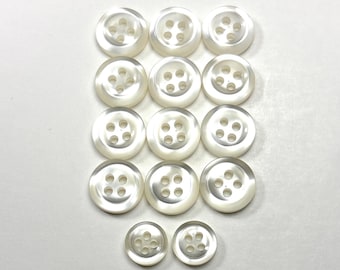 Shirt Buttons Set of 14 Cream 4-Hole 2 sizes