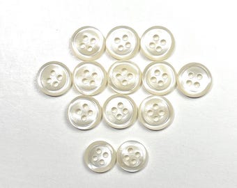 Shirt Buttons Set of 12 Cream 4-hole 2 Sizes