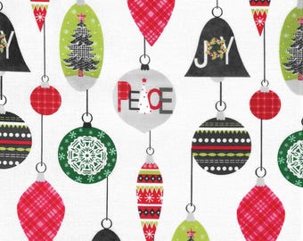 Benartex "Let It Snow" Print Red Green Gray White BTY 100% Cotton