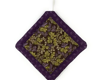 Purple Grapes Handmade Potholders Cotton Microwavable