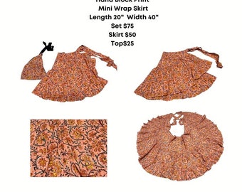 Beautiful Block Print Wrap Skirt Peachy Keen