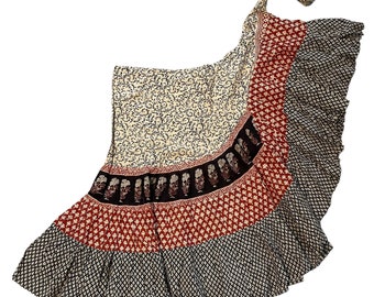 Hand Block Print wrap skirt bellydance fusion tribal K39