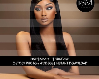 Black Beauty Model Stock Photos & videos: Hair, Makeup, Skincare (6 JPG Digital Download)