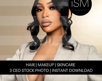 CEO Model Stock Photos: Hair, Makeup, Skincare (3 JPG, Instant Download)