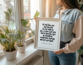 Numbers 6:24-26 Scripture Print | The Lord Bless You and Keep You | Calligraphy Bible Verse